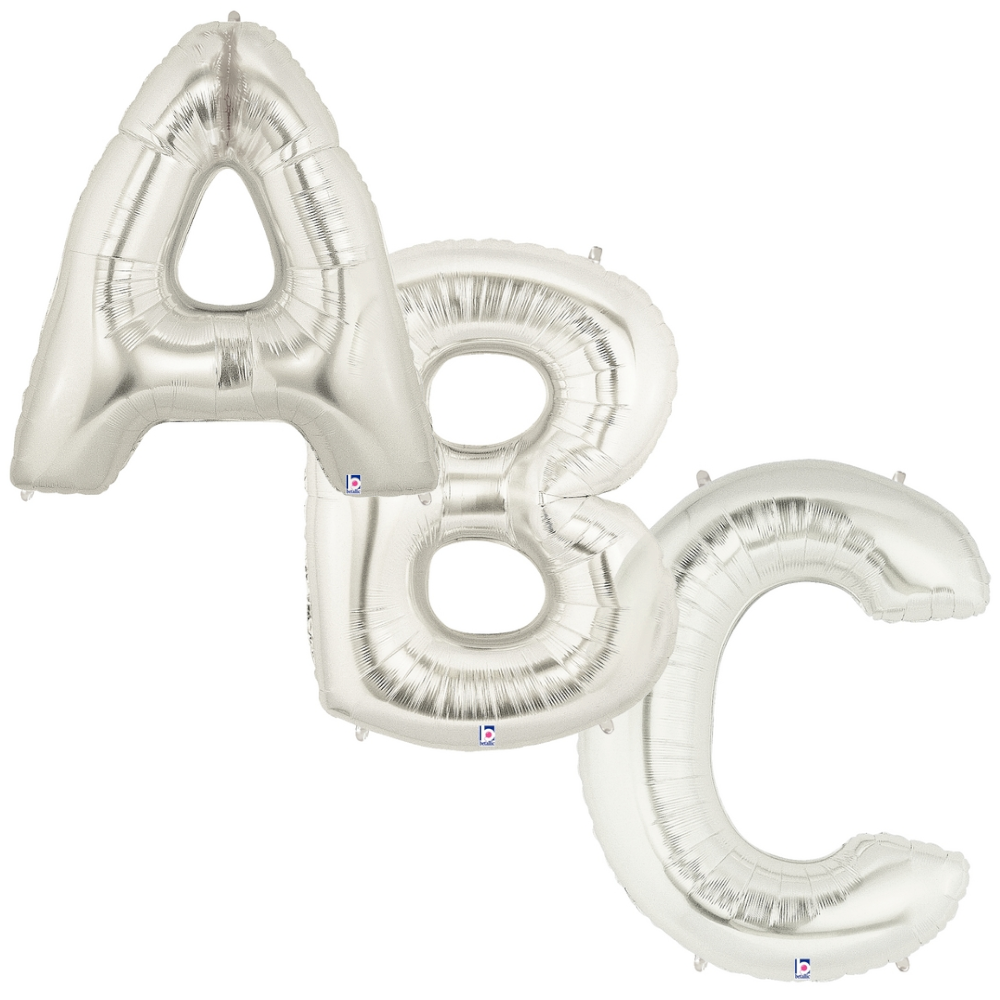 7" | 14"| Globos con letras plateadas de 40" - Megaloons Letters AZ | 3 tamaños disponibles