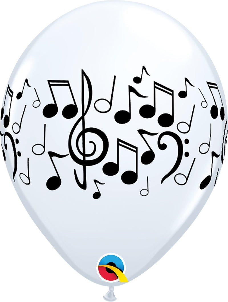 11" Qualatex Music Notes Latex Balloon | 50 Count