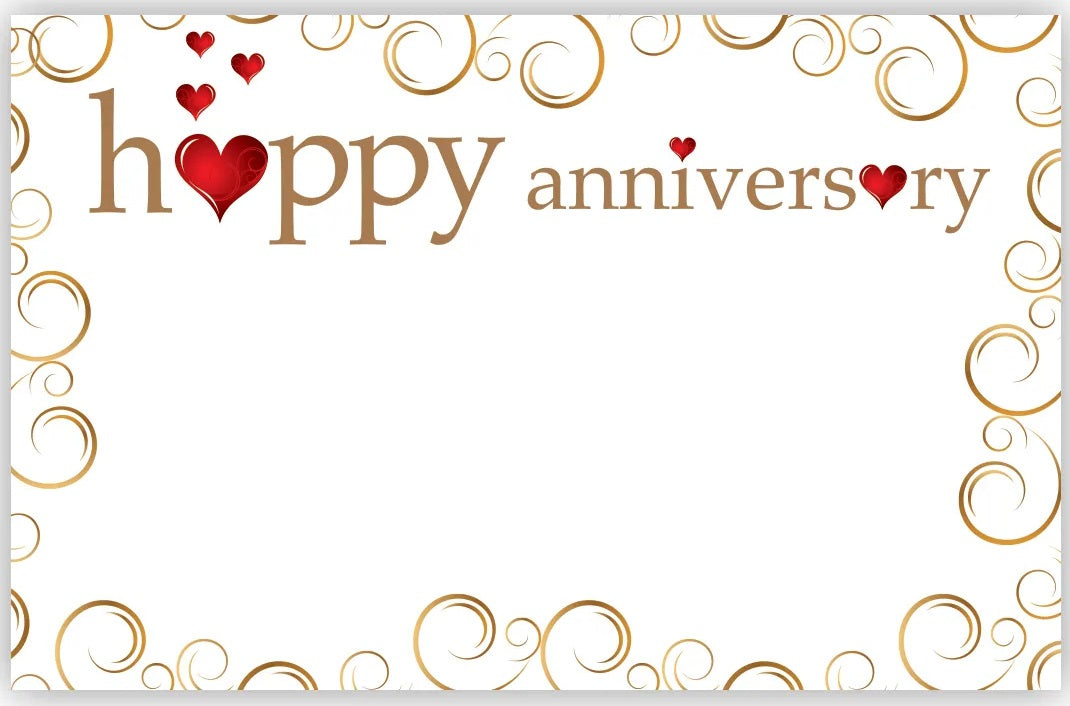 Anniversary Golden Swirls & Red Hearts Enclosure Cards | 50 Count