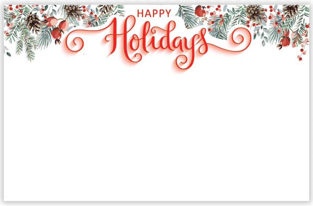Happy Holidays Berries & Pinecone Enclosure Cards | 50 Count