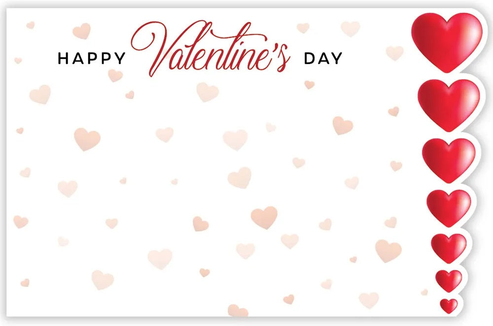 Happy Valentines Day Stack of Hearts Enclosure Cards | 50 Count