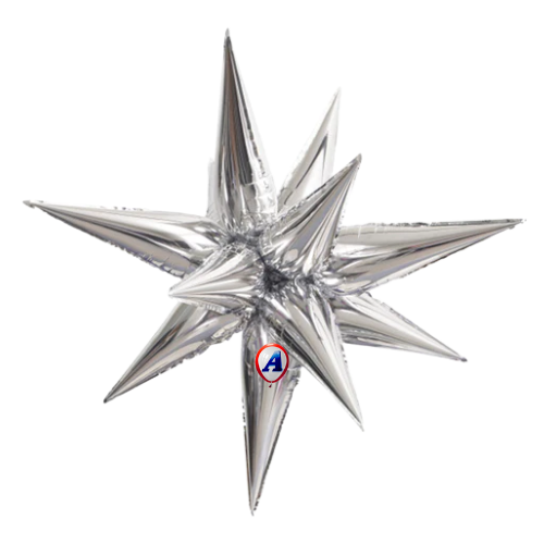 27.5" AAB Standard Silver Starburst Foil Airfill Balloon | 1 Count