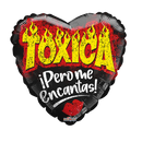 18" Toxica Fuego Heart Non Foil Balloon (P17) | Buy 5 Or More Save 20%