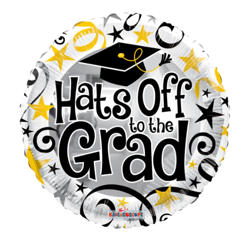 18" Hats Off To The Grad Foil Balloon (P28) | Buy 5 Or More Save 20%