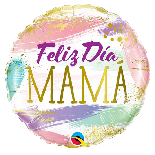 18" Feliz Dia Mama Color Swashes Foil Balloon (P11) | Buy 5 Or More Save 20%