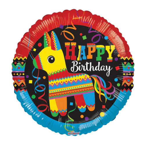 18" Party Fiesta Happy Birthday Foil Balloon | Buy 5 Or More Save 20%