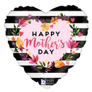 18" Mother's Day Watercolor Flowers Foil Heart Balloon (P8) | Buy 5 Or More Save 20%