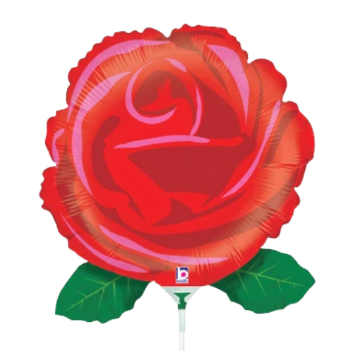 14" Single Red Rose Foil Airfill Balloon (P12) | Buy 5 Or More Save 20%