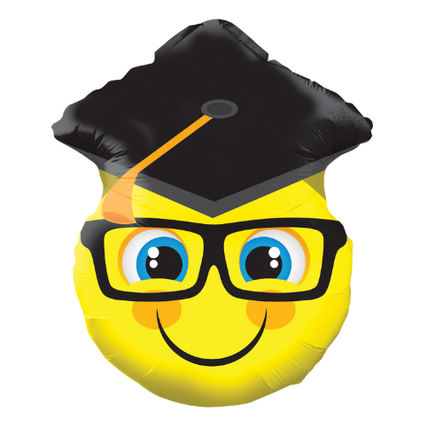 18" Smiley With Grad Cap Shape (P29) | Buy 5 Or More Save 20%