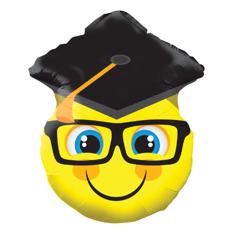 Smiley de 18" con forma de gorra de graduado (P25) | Compra 5 o más y ahorra un 20 %