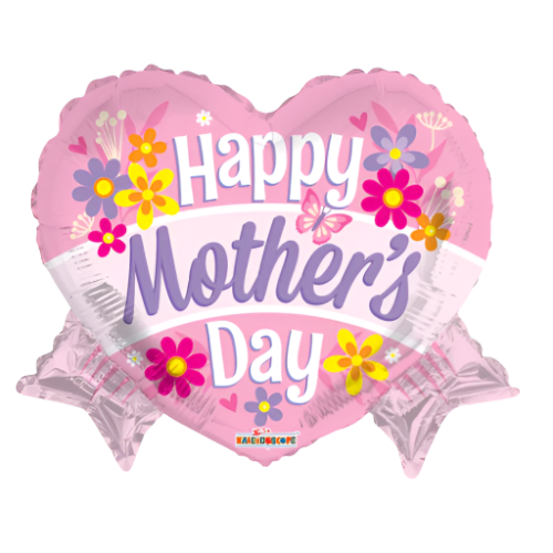 18" Conver Happy Mother's Day Heart W/ Banner Foil Balloon (WSLR3) | Clearance - While Supplies Last