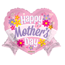 14" | 18" Happy Mother's Day Heart W/ Banner Foil Balloon | Buy 5 Or More Save 20%