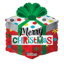 Forma de caja de regalo de 18" - Globo de aluminio de Feliz Navidad (P23) | Compre 5 o más y ahorre 20 %