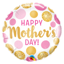 18" Mother's Day Pink & Gold Dots Foil Balloons (P9) | Buy 5 Or More Save 20%