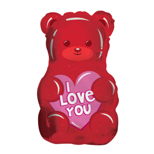 18" Gummy Bear Shape I Love You Transparent Balloon (P7) | Buy 5 Or More Save 20%