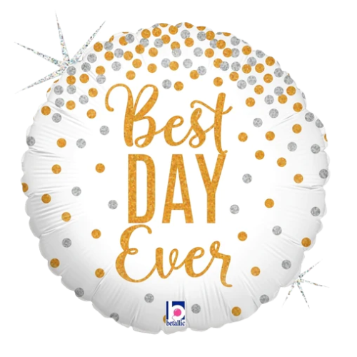 18" Best Day Ever Holographic Foil Balloon | Buy 5 Or More Save 20%