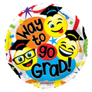 18" Way To Go Grad Smilies Foil Balloon (P25) | Buy 5 Or More Save 20%