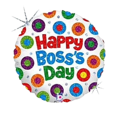 18" Boss’s Day Colors & Dots Holographic Foil Balloon (P4) | Buy 5 Or More Save 20%