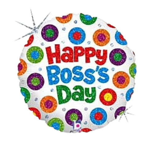 Globo de papel de aluminio holográfico Boss's Day Colors & Dots de 18" (P4) | Compra 5 o más y ahorra un 20 %