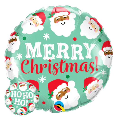 18" Ho Ho Ho Christmas Santas Foil Balloon (P23) | Buy 5 Or More Save 20%