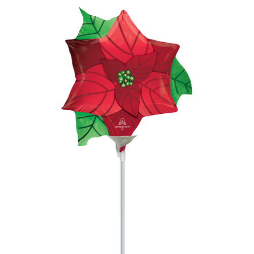 14" Anagram Poinsettia Foil Airfill Balloon (P23) | Buy 5 Or More Save 20%