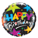 9" Happy Birthday Brilliant Stars Airfill Foil Balloon | Buy 5 Or More Save 20%