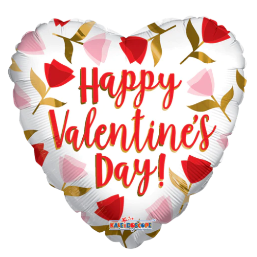 18" Conver Happy Valentine's Day Roses Heart Foil Balloon (S1R4) | Buy 5 Or More Save 20%