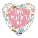 18" Valentine Doodles Heart Foil Balloon (P4) | Buy 5 Or More Save 20%