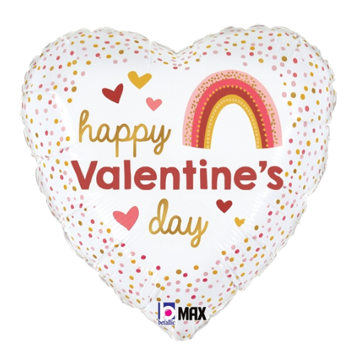Globo de papel de aluminio con forma de corazón de San Valentín y arco iris bohemio de 18" (P4) | Compre 5 o más y ahorre un 20 %