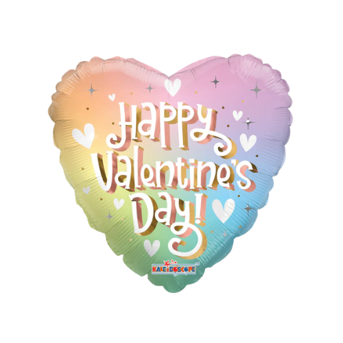 9" Happy Valentine's Day Soft Rainbow Heart Foil Airfill Balloon | Buy 5 Or More Save 20%