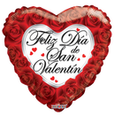 18" Feliz Dia De San Valentin Roses Heart Foil Balloon (P17) | Buy 5 Or More Save 20%