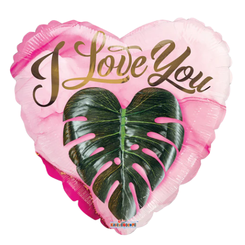 18" Conver Love You Leaf Heart Foil Balloon (WSL) | Clearance - While Supplies Last!