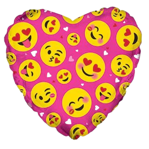 17" CTI Emoticon Love Heart Foil Balloons (WSL) | 5 Count
