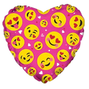 17" Emoticon Love Heart Foil Balloon (WSL) | 5 Count