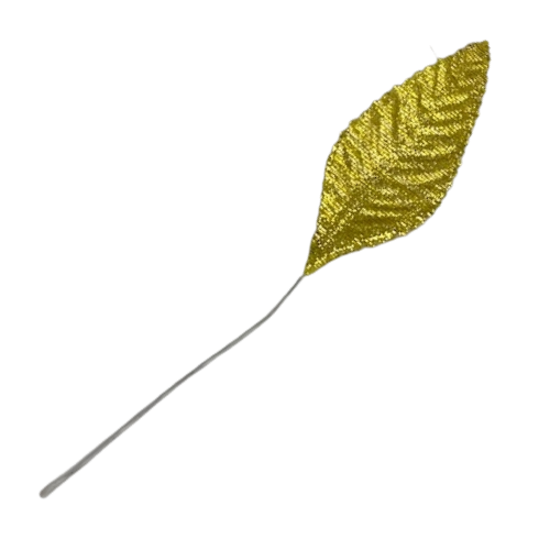 2 1/4" Gold Artificial Wired Lame Corsage Leaves | 50 Pieces
