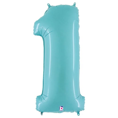 34" Pastel Blue Foil Number Balloons - Megaloons | Numbers 0-9