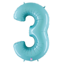 34" Pastel Blue Foil Number Balloons - Megaloons | Numbers 0-9