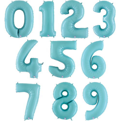 34" Pastel Blue Foil Number Balloons - Megaloons | Numbers 0-9