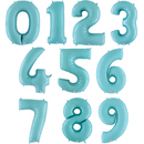 34" Pastel Blue Foil Number Balloons - Megaloons | Numbers 0-9