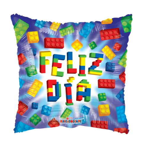 9" Feliz Dia Bloques Airfill Foil Balloon | Buy 5 Or More Save 20%