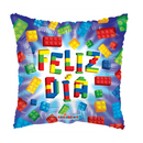 9" Feliz Dia Bloques Airfill Foil Balloon | Buy 5 Or More Save 20%