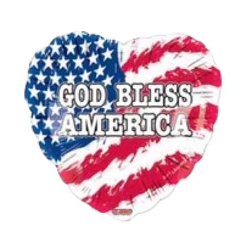 9" God Bless America Heart Foil Airfill Balloon | Buy 5 Or More Save 20%