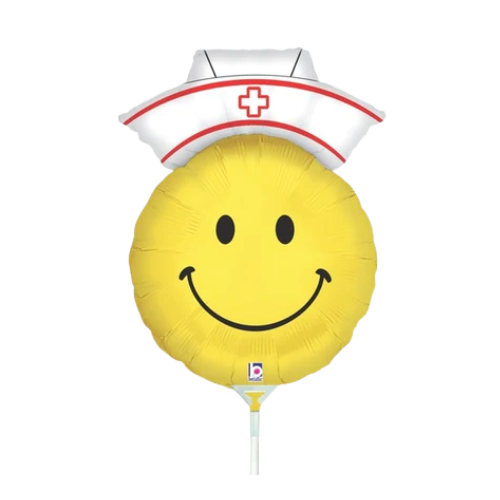 14" Smiley Emoji Nurse Foil Airfill Balloon (P5) | Buy 5 Or More Save 20%