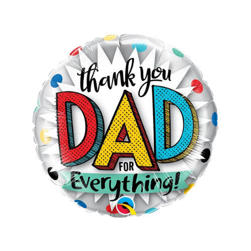 9" Thank You Dad For Everything! Foil Airfill Balloon (P22) | Buy 5 Or More Save 20%