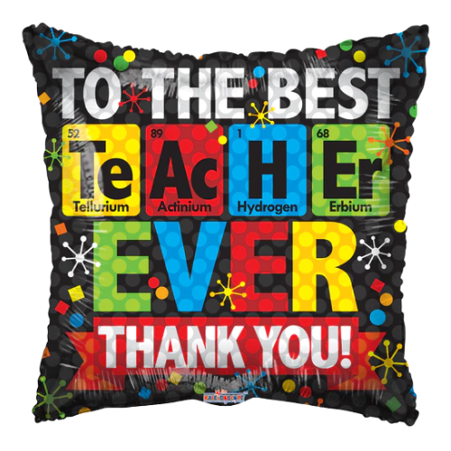 18" Best Teacher Ever Chemical Foil Balloon (P4) | Buy 5 Or More Save 20%