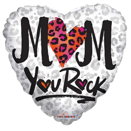 18" Mom You Rock Heart Foil Balloon (P10) | Buy 5 Or More Save 20%
