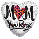 18" Mom You Rock Heart Foil Balloon (P7) | Buy 5 Or More Save 20%