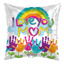 17" I Love You Mom Handprints Foil Balloon (P9) | Buy 5 Or More Save 20%