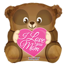 18" Love You Mom Bear Shape Foil Balloon (P10) | Buy 5 Or More Save 20%