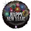 18" Fireworks Happy New Year Holographic Foil Balloon | Buy 5 Or More Save 20%